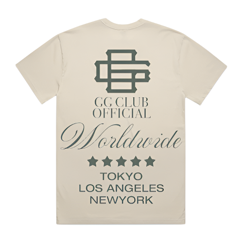 GG CLUB - WORLDWIDE FADED CREAM T-SHIRT